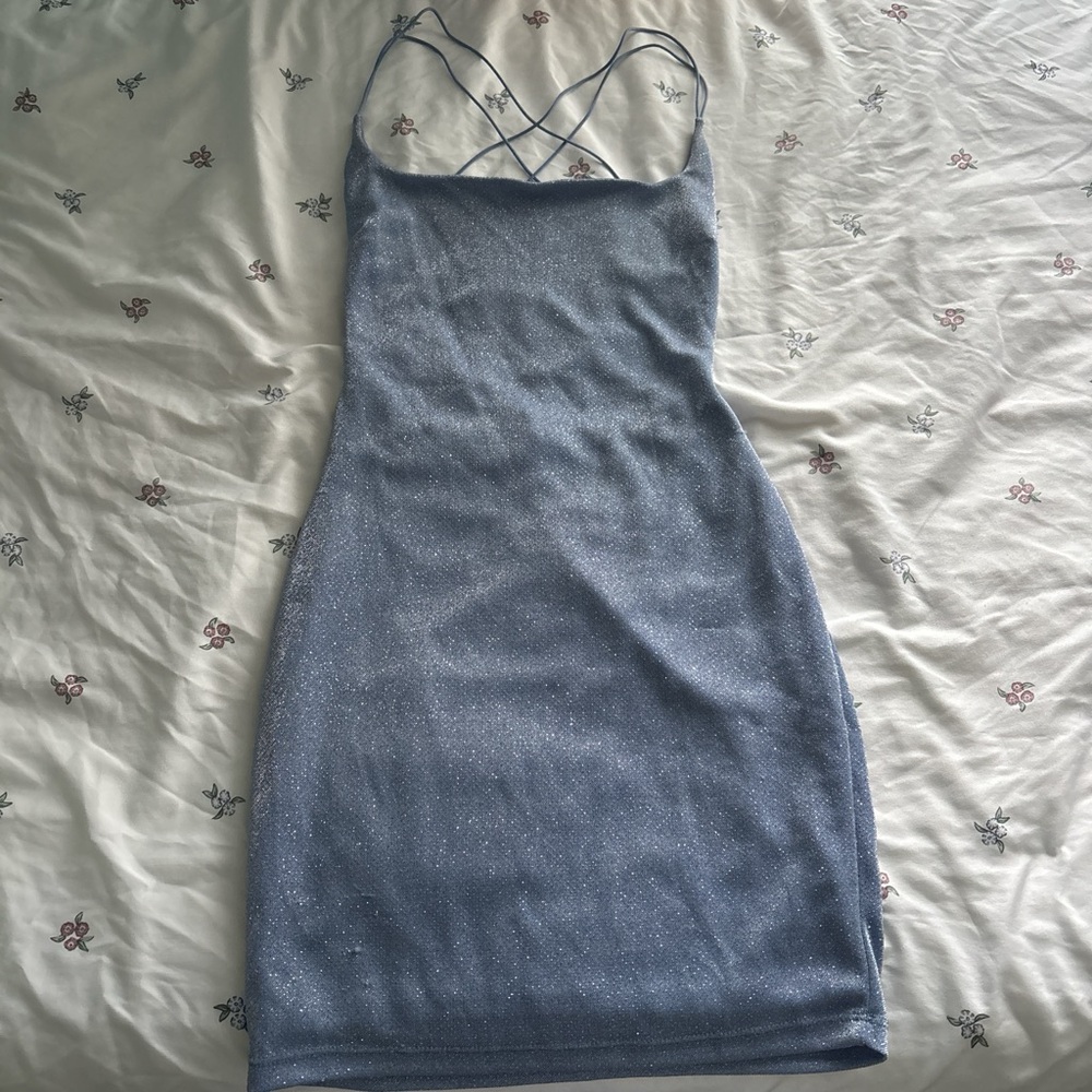 Windsor Blue Crisscross Mini Dress